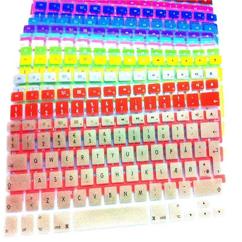 Denmark Keyboard Cover forMacbook Pro13 Retina 15 Air13.3 EU Enter A1466 A1502 A1398 A1278A1286 Keyboard Cover Protective Film,White
