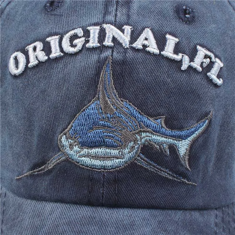 الأمريكية القرش التطريز البيسبول كاب جاهزة كاب snapback قبعة للنساء gorras عارضة casquette التطريز إلكتروني الرجعية كاب