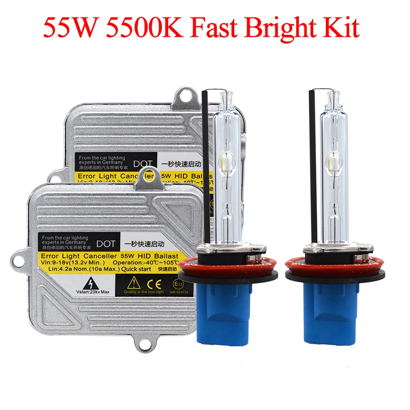 55W Fast Bright Car Headlight Xenon Kit Xenon D2H H7 H11 HB3 9012 H1 5500K Car Light Bulb DC 12V 55W Fast Start Ballast HID Kit (1)