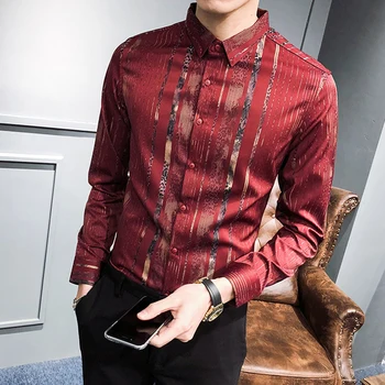 

5210 - F45 * 2018 spring leisure long-sleeved shirt fine men's clothing