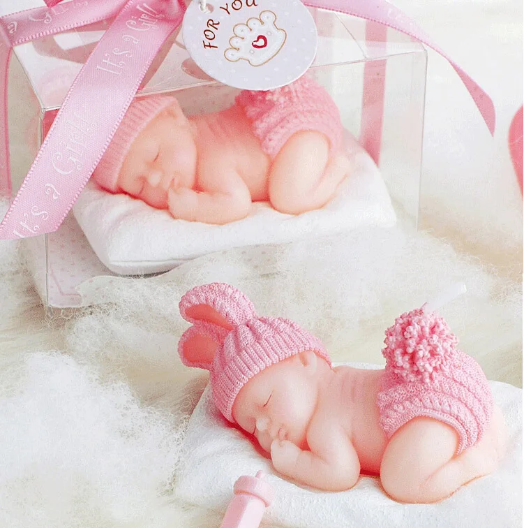 10 шт. розовый милый Спящий ребенок Свеча для свадебной вечеринки Baby Shower сувениры на день рождения подарки