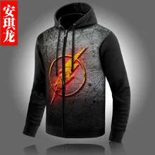 New Winter Coats The Flash hoodie Anime Justice League Hooded Thick Zipper Men Sweatshirts Hot Sale USA EU size Plus size