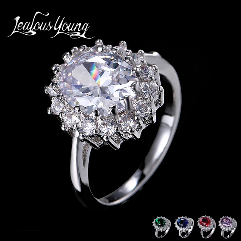 Классические овальные обручальные кольца с кубическим цирконием, вечерние, синий, красный, зеленый камень, большие кольца с кристаллами для женщин, ювелирные изделия для женщин AR099