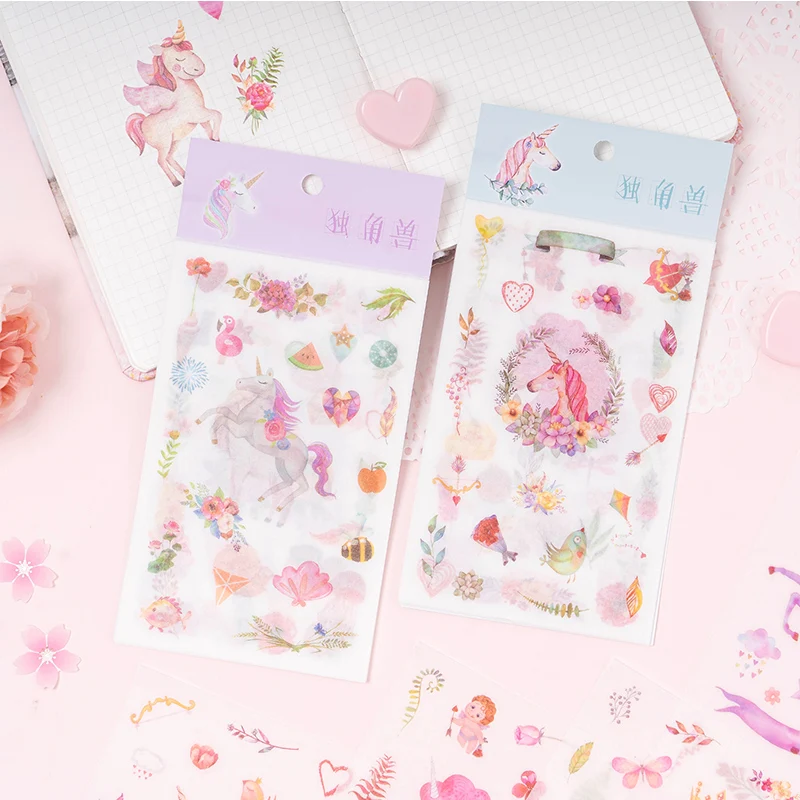 

6 sheets/Pack Cute Rainbow Unicorn Paper Stickers Washi sticker Computer Decor School Student Stationery