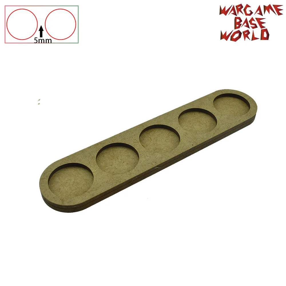 

Wargame Base World - Movement Tray - 5 round 25mm - Single Line Shape MDF