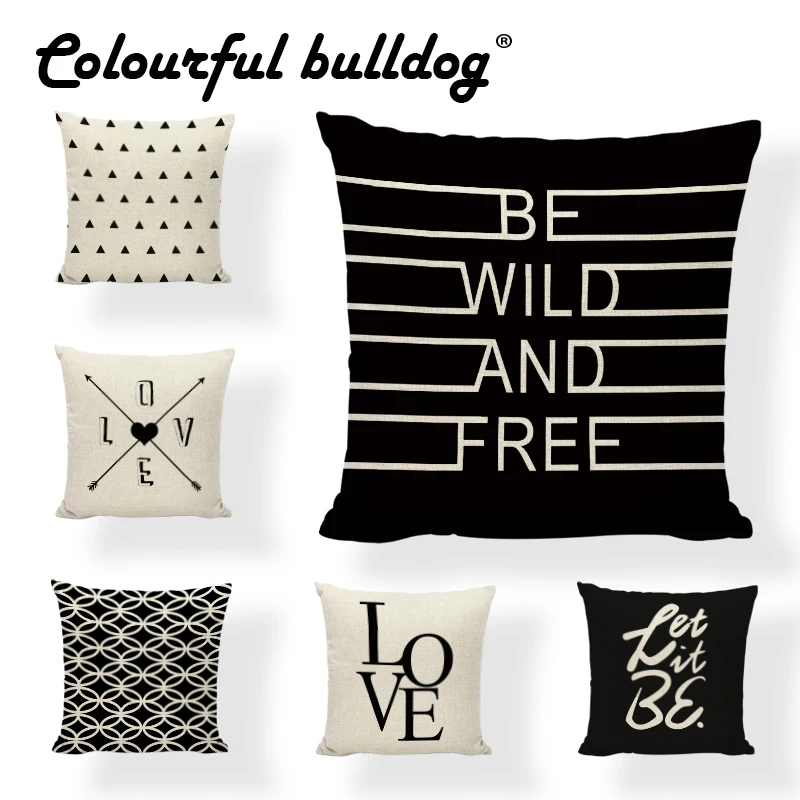 Geometry Cushion Cover Love Home Sentences Panda Throw Pillowcase 17