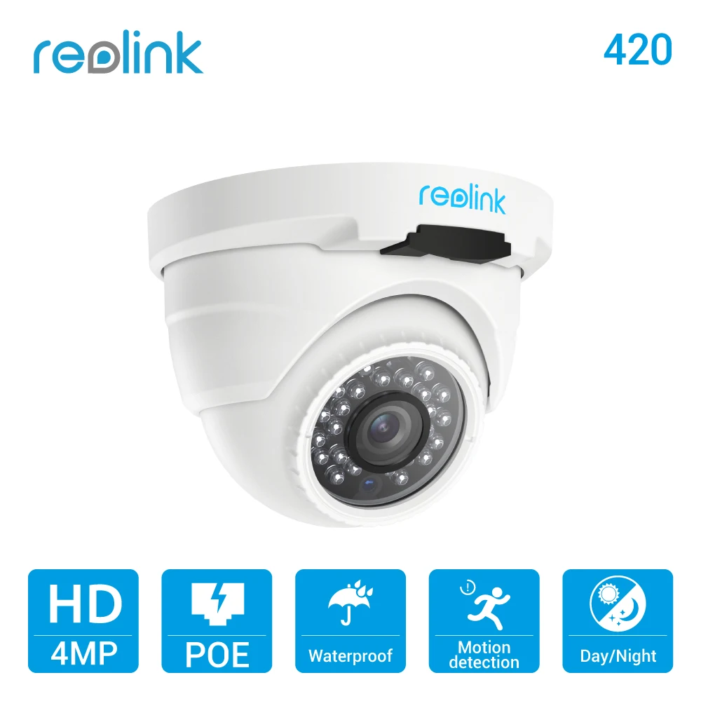 Reolink IP Camera PoE 4MP 2560 1440P IP66 Waterproof Indoor Outdoor Dome Security Camera With Audio