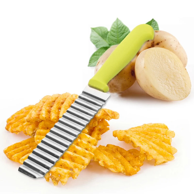 

Kitchen Potato Slicer Cutters Small Size Stainless Steel Potato Chips Cutter Kitchen Knife Slicers Reusable Cooking Tools