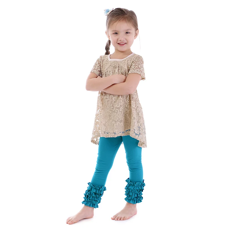 US $78.53 Kaiya Angel Hot Sales Fashion Boutique Outfits Flower Mesh Tops Blue Tights Pants Children Girls Spring Summer Autumn Suit Set