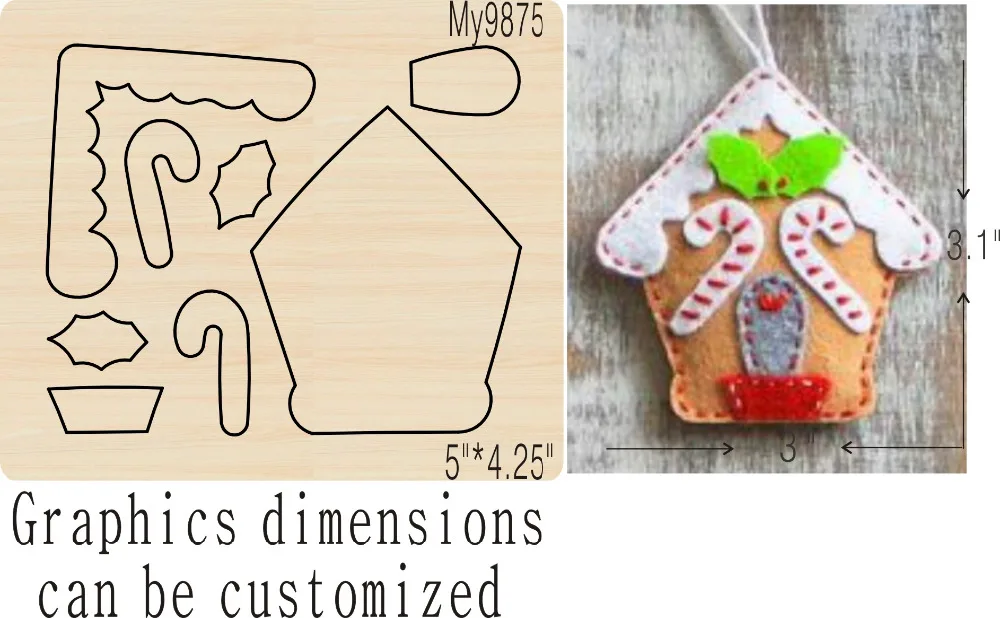 

Christmas Cottage wooden mold die cut accessories wooden die Regola Acciaio Die Misura ,MY