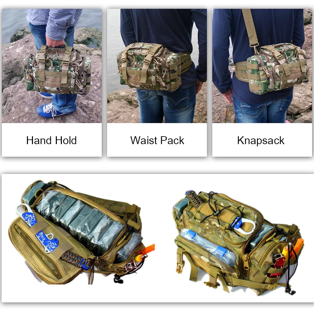 Bolsa de Isca de Pesca Bolsa de Equipamento de Pesca Pacote de Cintura ao ar 30*18*20cm com Alça de Ombro Multifuncional Mochila Livre 10 cintura ao ar livre 30*18*20cm com alça de ombro