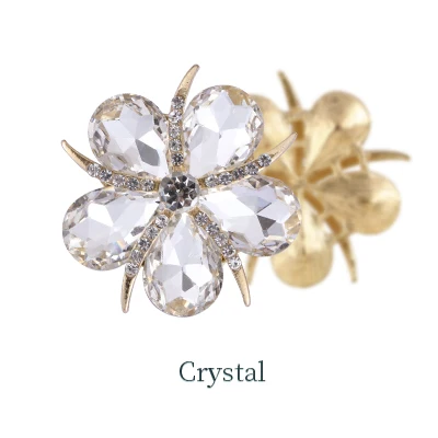 Crystal Аксессуары с кристаллами, Золотое металлическое основание, сплав, кристаллы в форме цветов, бусины, стразы, сделай сам, сборка, точечное шитье, украшение для Clo - Цвет: Crystal
