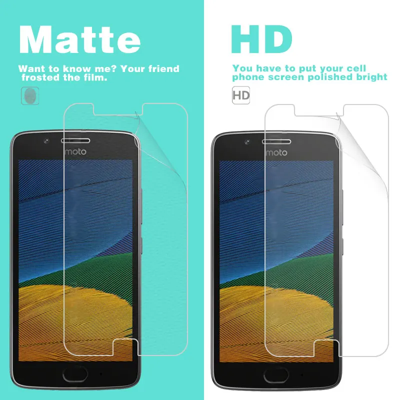 

Anti-Glare Matte Film For Moto G5 XT1685 XT1672 5 in HD Clear Glossy Screen Film Front Cell Phone Cover With Cleaning Cloth