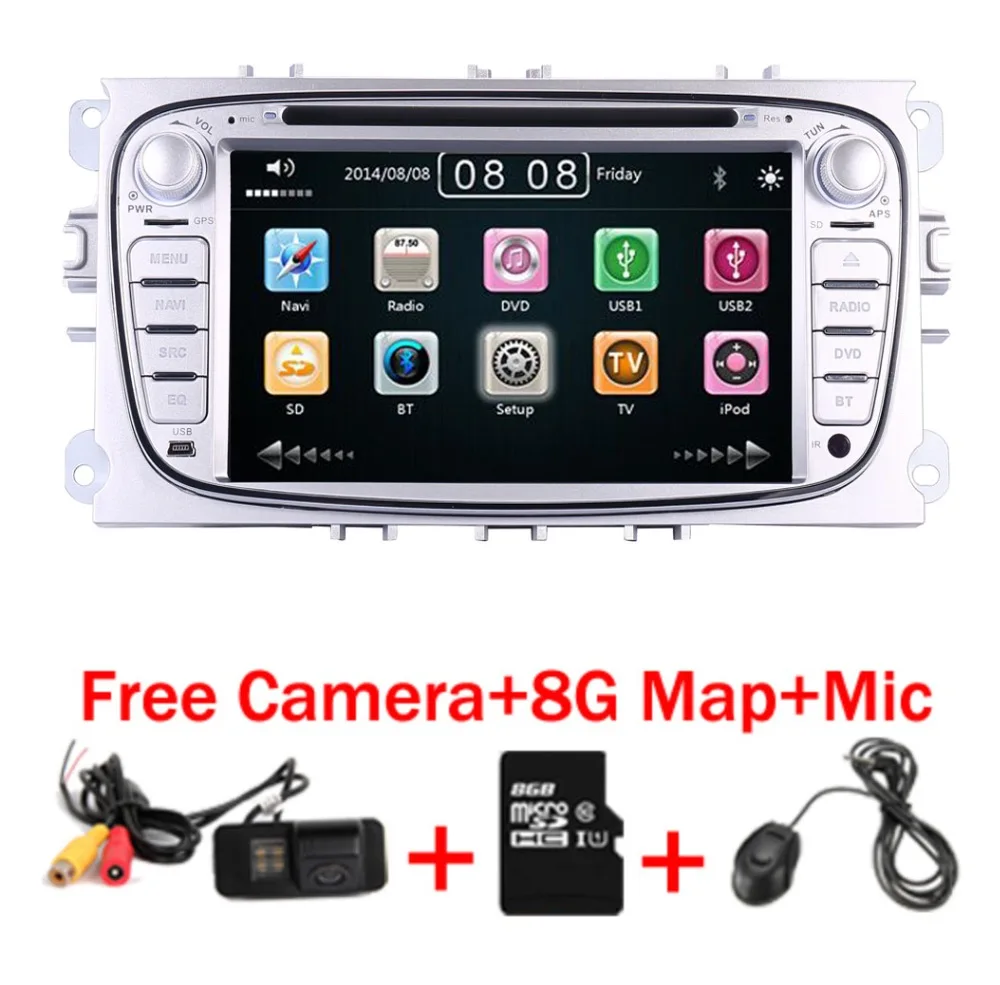 Perfect 2 Din 7 Inch Car DVD Player For FORD Mondeo S-MAX  C max FOCUS 2 2008-2011 With 3G Radio GPS Navigation BT 1080P 8GB Map 0