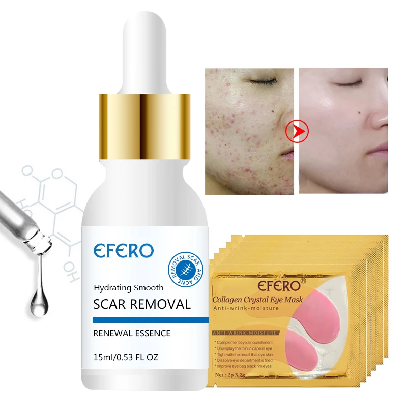 

6Pcs/Set Face Serum Acne Removal Face Cream Whitening Collagen Crystal Eye Mask Eye Patches Anti Wrinkle Serum for Face Care
