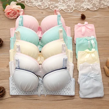 

Fatimu Gather Sexy Bra Thicken Padded Push Up Bra for Young Girl Sexy 3/4 Cup Bra for Women Underwire Bras Set Striped Panties