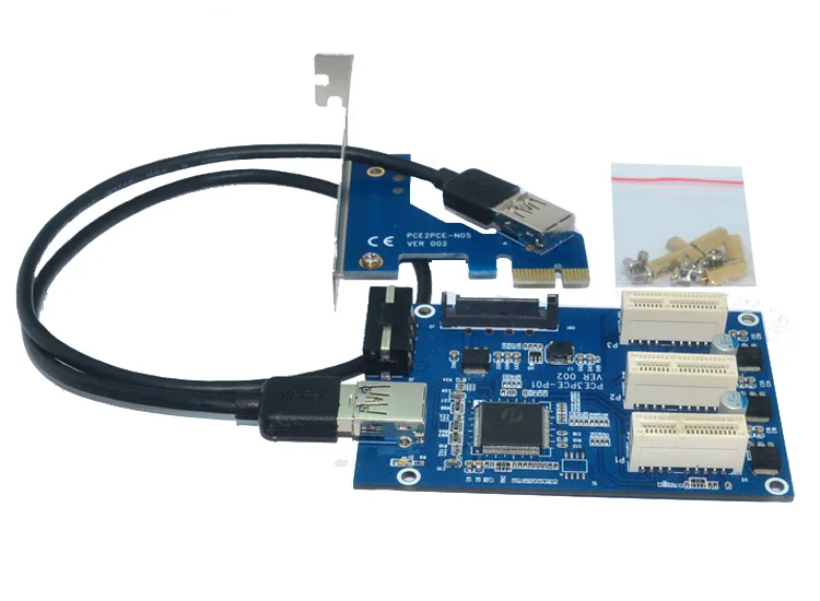 Adaptador de Expansão 1 a 3 Externo Interno Express 1x Slots Riser Cartão Pci-e Porta Multiplicador & Pci
