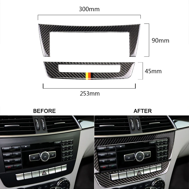 Углеродное волокно кондиционер CD панель Крышка отделка Для Mecedes-Benz C200 C260 C300