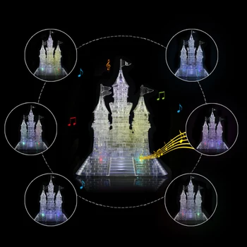 

New 105Pcs 3D DIY Puzzle Musical Light-Up Fort Ice Castle Building Blocks Toy Jigsaw