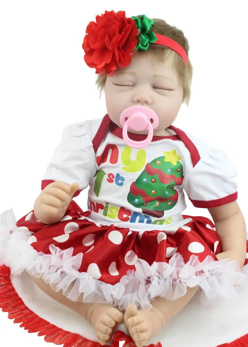 Fashion 22 inch 55cm  Silicone Reborn Baby Dolls Sleeping Babies boneca Toys for children christmas gift