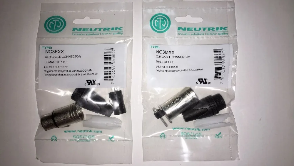 

10Pcs/lot 5PCS NC3MXX & 5PCS NC3FXX NCK Male and female A set 3Pin XLR Connector withe Original