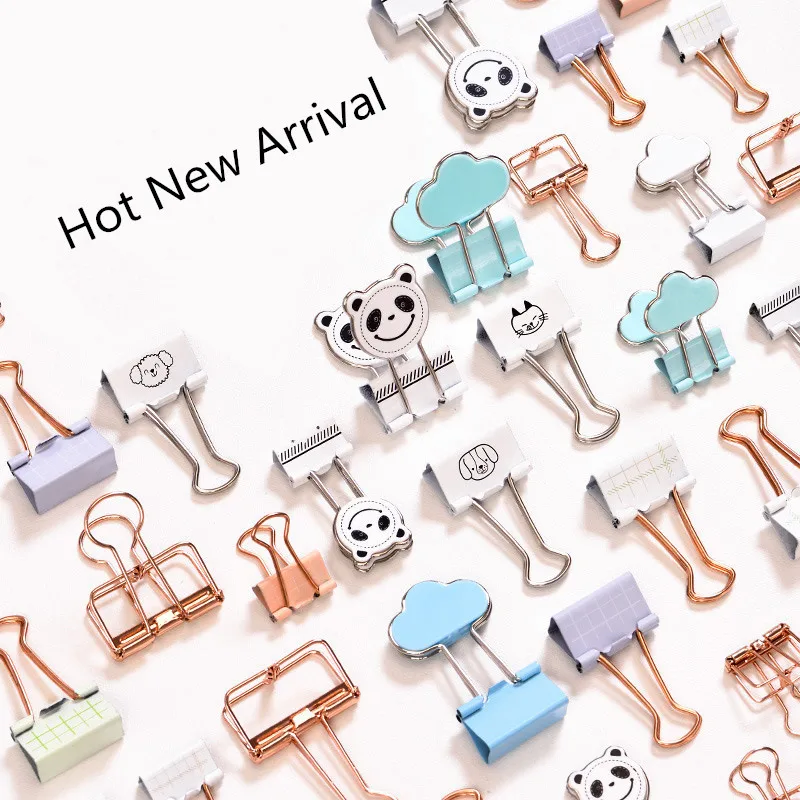 

New 12pcs 16pcs Kawaii Animal Metal Paper Clip File Binder Clips Bill Ticket Document Categorization Clamp Office Stationery