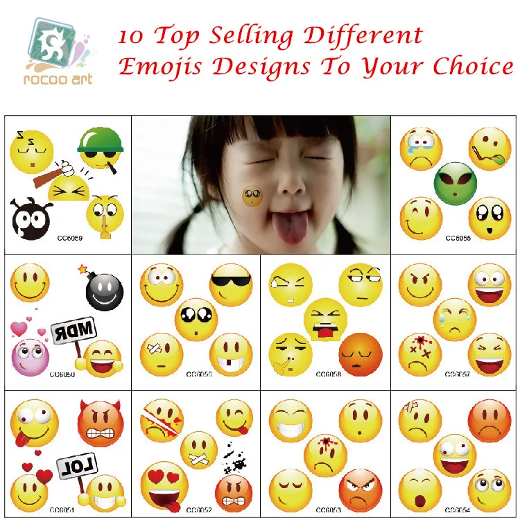 

2016 fashion small body cartoon face expression tattoo temporary tattoo sticker smilies tattoo for children