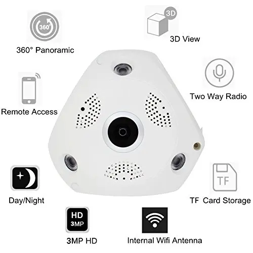 Мини камера Fisheye с углом обзора 360 градусов Wi Fi 960P HD для помещения P2P Micro DV DVR датчик