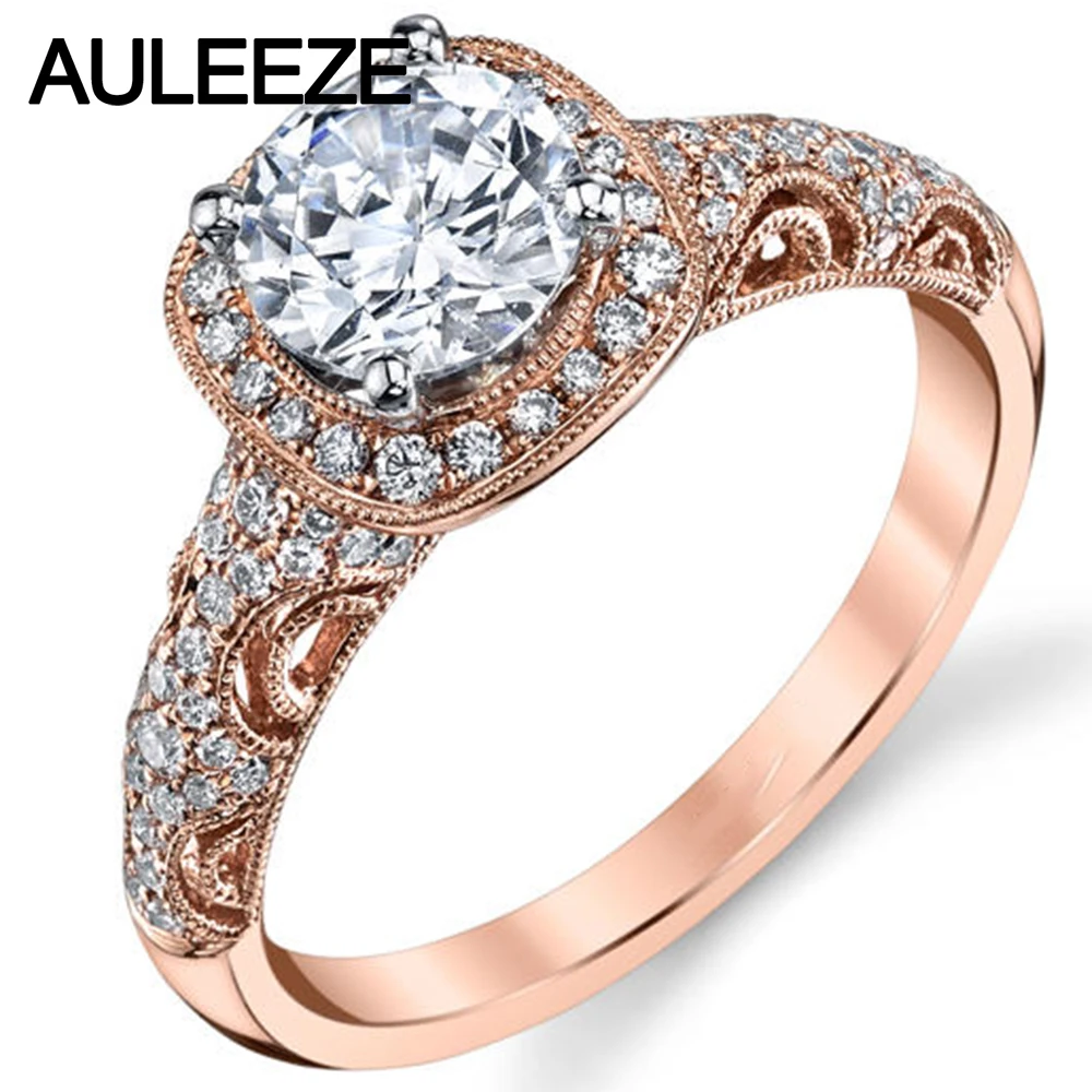 Античные вдохновленные кольца Moissanite 1CT лабораторные ромбовидные 14K 585 розовое