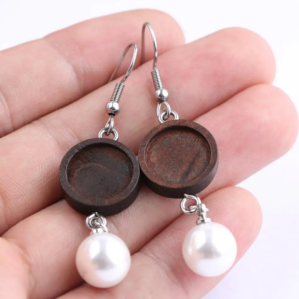 Onwear 10 шт. Деревянный Кабошон серьга 12 мм dia cameo Базовые заготовки diy Деревянные