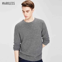 Markless модный мужской свитер, однотонный мужской пуловер, повседневный вязаный свитер, мужской свитер с длинными рукавами и круглым вырезом, Мужская одежда, MSA6729M