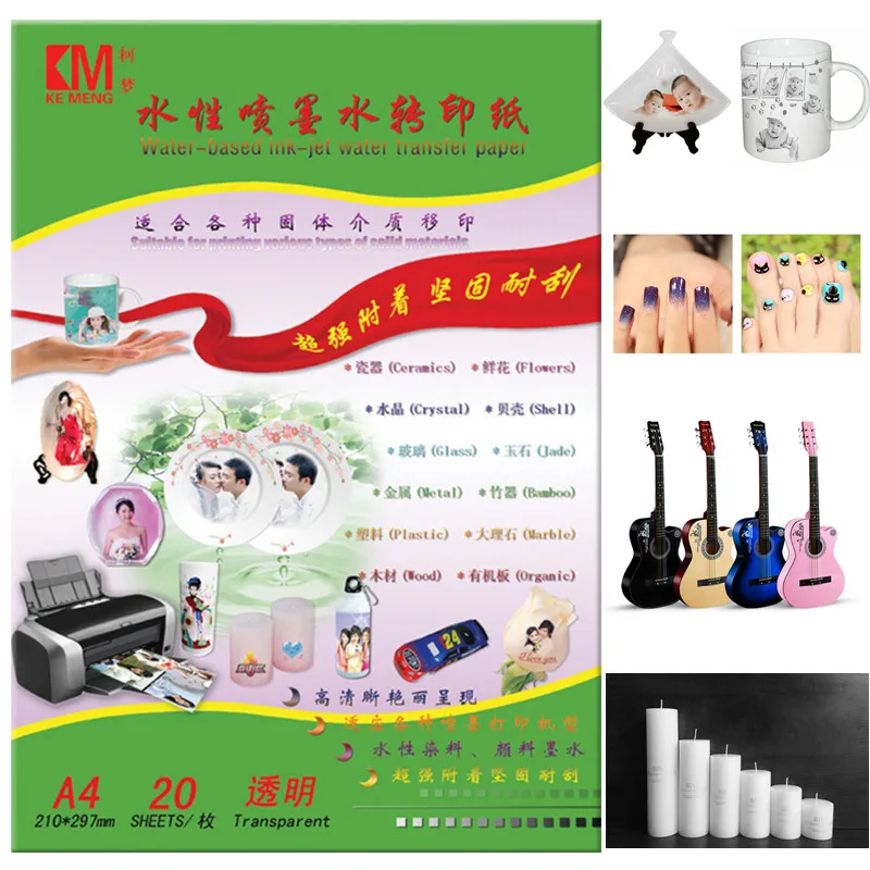 

(250pcs/lot) Inkjet Water Slide Decal Paper A4 Size Transfer Paper Transparent Color Waterslide Decal Paper For Candle Ceramic
