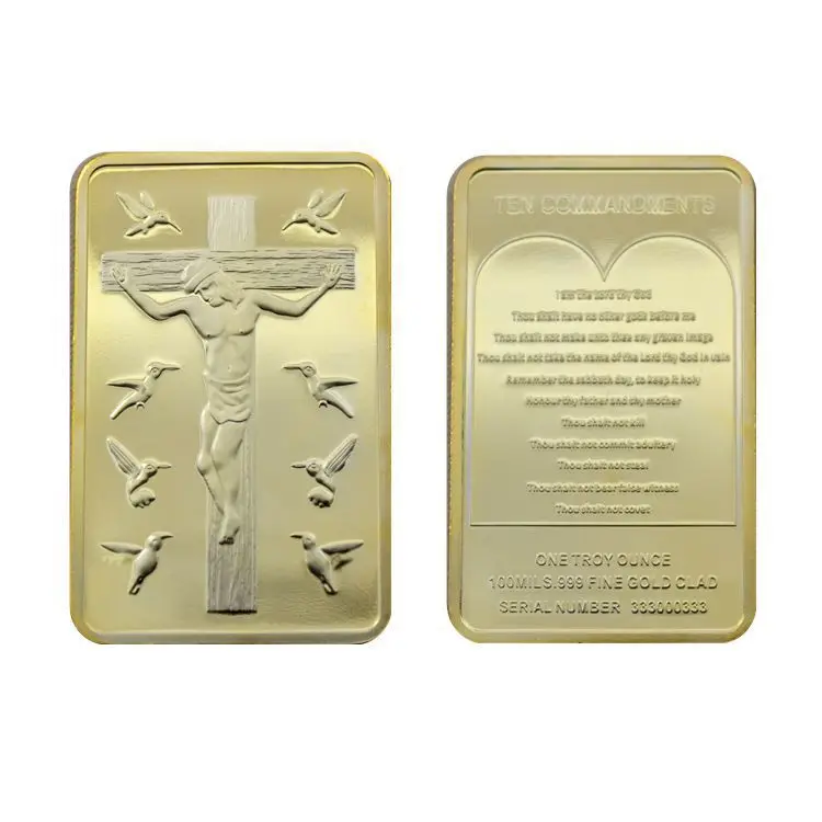 1 шт. монета с надписью The Jesus handed on corss Ten commandants унция позолоченный слиток 24 к 50 мм x