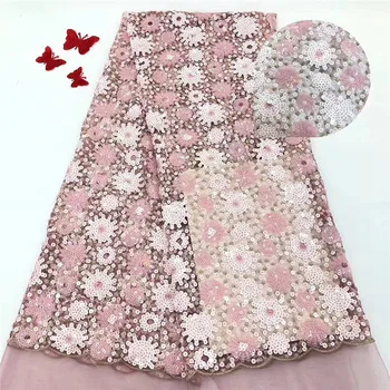 

Excellent party African net lace fabric with shinning sequins French tulle lace material PDN422(5yards/pc)