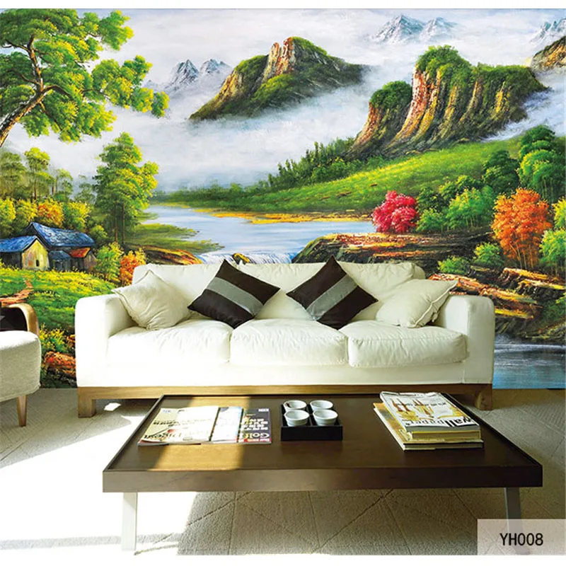 Custom 3D Print DIY Fabric &Textile Wallcoverings For Walls Oil Painting Wallpaper Matt Silk For Living Room Landscape Photo Top Custom 3D Print DIY Fabric &Textile Wallcoverings For Walls Oil Painting Wallpaper Matt Silk For Living Room Landscape Photo Top