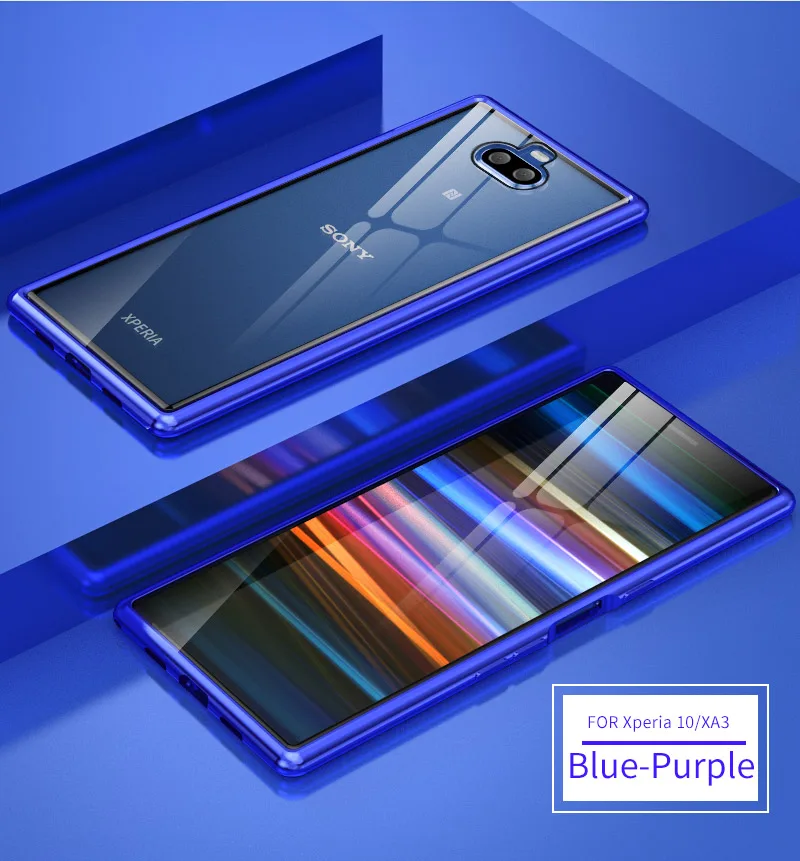 Роскошный Алюминиевый металлический чехол-бампер для sony Xperia 10 Plus, прозрачная задняя крышка из закаленного стекла для sony Xperia 10, стеклянный чехол