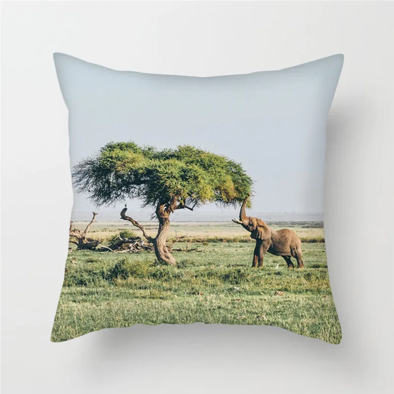 

Fuwatacchi Animal Series Throw Pillow Cover Lion Print Cushion Cover Elephant Pillow Cover Home Bedroom Decorative Pillowcase