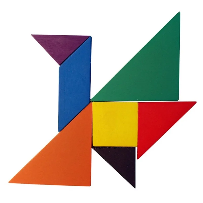 Деревянные пазлы Tangram Разноцветные деревянные геометрические формы сделай сам