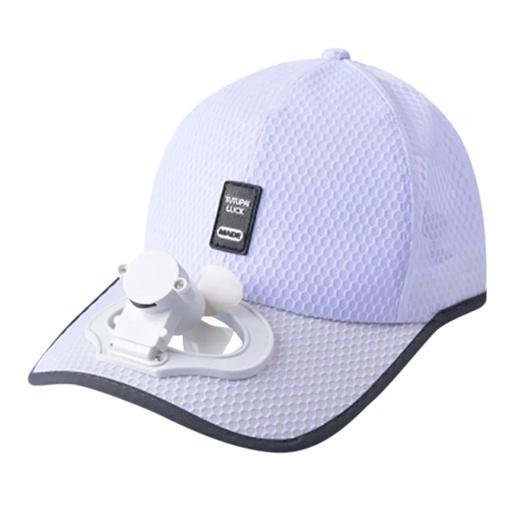 Новая новинка унисекс шляпа вентилятор охлаждения Кемпинг Туризм спорт лето Бейсбол Открытый путешествия кепки хлопок usb кабель для зарядки вентилятор кепки F624 - Цвет: 2WH