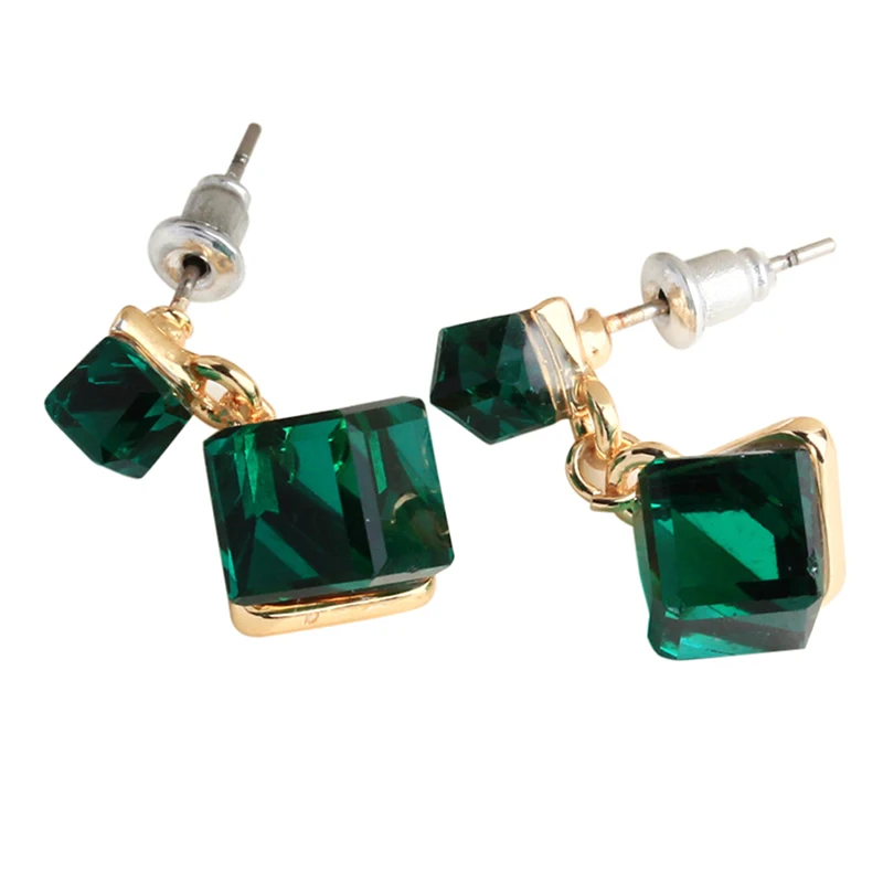 

Korean Style Square Shaped Crystal Cubic Earrings Ear Stud