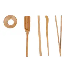 Чайная клипса игла для чая, клипса для чая, лопата для чая, утечка, бамбуковый набор из пяти предметов, чайные аксессуары, деревянная ложка, бамбуковый кухонный инструмент для приготовления пищи