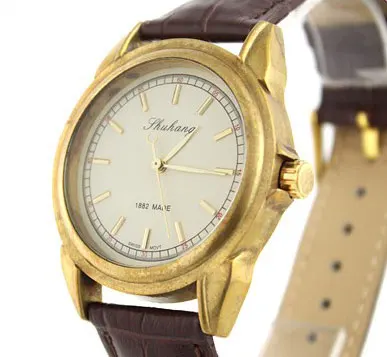 

wholesale Golden Designer Mens Hand Mechanical Coffee Strap Watch