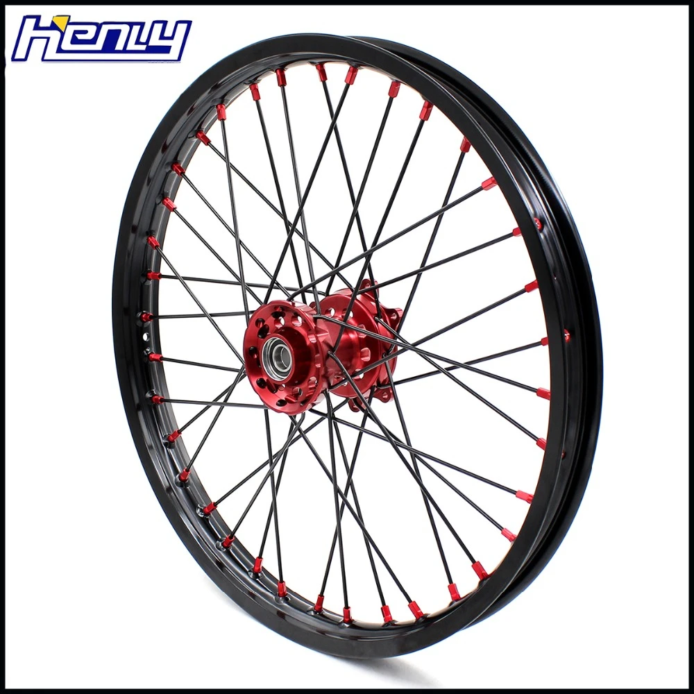 21/19 со спицами MX, колесные диски комплект для HONDA CRF250R 2004-2013 CRF450R 2002-2012 красный ниппель черная ручка