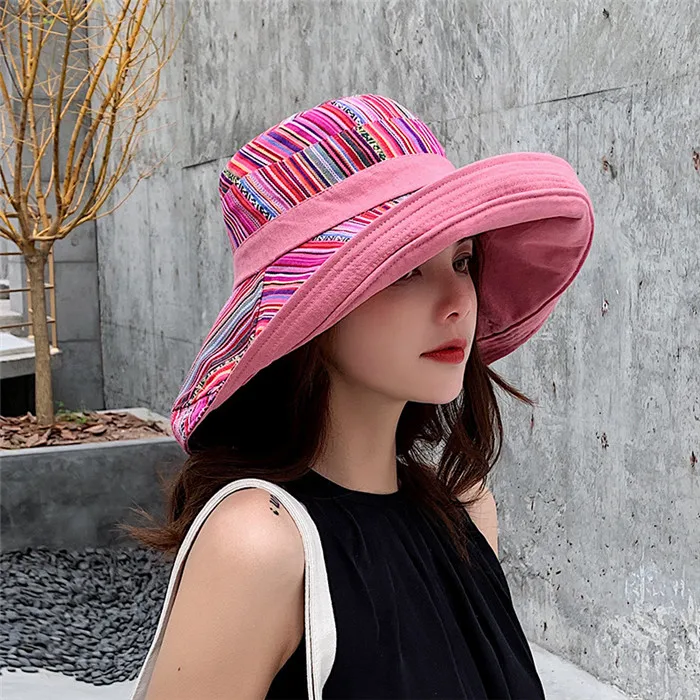 Новый корейский двухсторонний складной личность широкими полями Солнцезащитный путешествия Для женщин шляпа J1
