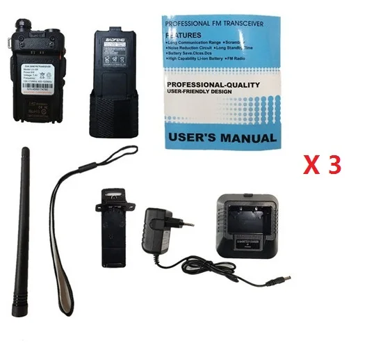 8W High Power Baofeng UV-5R Walkie Talkie Amateur Radio Scanner VHF UHF CB Radio Comunicador USB Woki Toki 3800mAh UV5R Hunting - Цвет: 3PC