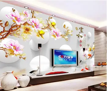 

Custom photo 3d wallpaper Non-woven mural wall sticker Magnolia Nine fish Figure painting picture 3d wall room murals wallpaper
