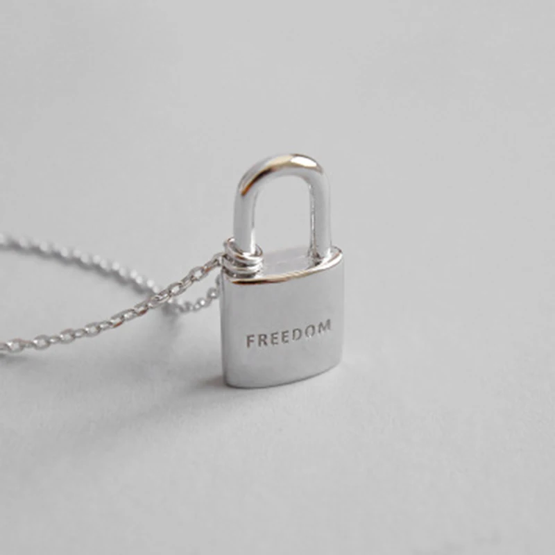 Qevila Fine Jewelry Sexy Necklace for Women Lover 925 Sterling Silver Heart PadLock Pendant Necklace lovely Charm Choker Colares (2)