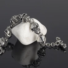 TrustyLan 316L из нержавеющей стали мужские браслеты дружбы панк и хиппе черепа цепи браслет Мужская бижутерия Прямая поставка