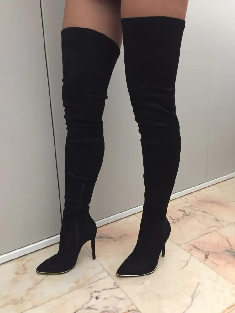 Сапоги на высоком каблуке 10,5 см женские ботфорты женские высокие сапоги выше колена из искусственной замши женская зимняя обувь