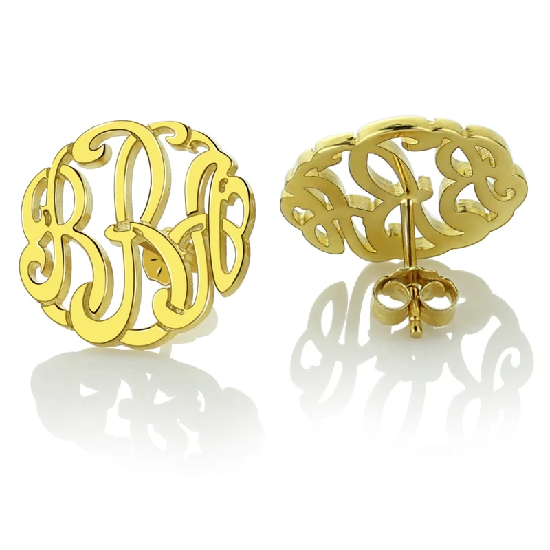 Aliexpress Personalized Gold Color Monogram Stud Earrings Aliexpress Personalized Gold Color Monogram Stud Earrings Hand Painted Monogrammed Any Initials Initial For Women From